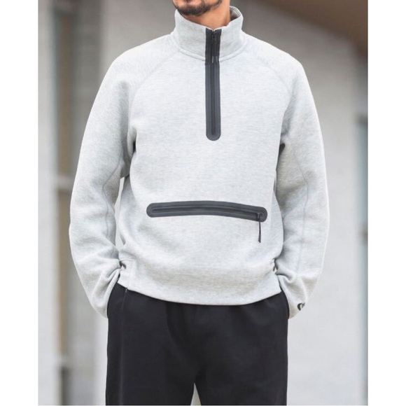 NIKE | Men's Tech Fleece Half-Zip Sweatshirt in Light Grey/Black, Size Medium - Picture 1 of 8